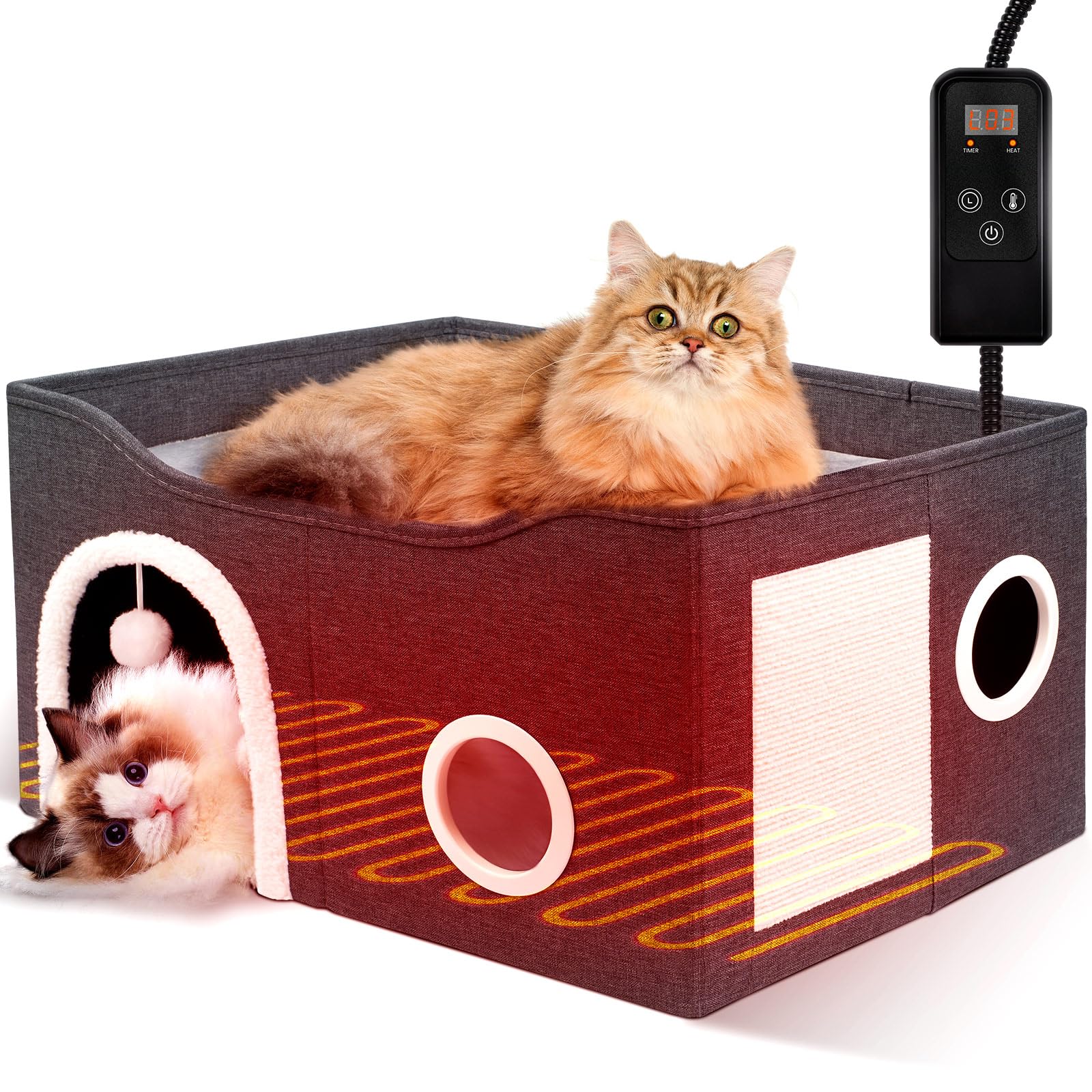 Amazon.com : Indoor Heated Cat House, Adjustable Temperature Cat
